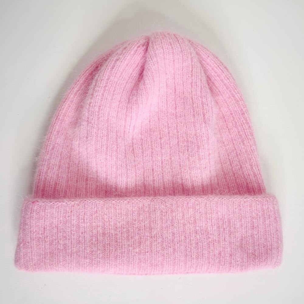 Vintage Angora Blend Pink Knit Beanie
